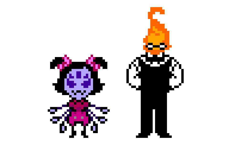 [22ce6d] Hello. Welcome to Grillby's Taco Palace. I am Grillby, and this is my assistant muffet. | Muffet: Hello! -Grillby & Muffet