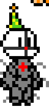[05b0c1] *It's form is suddenly intimidating. A jumble wires with a clown face and a party hat attached to the mask*