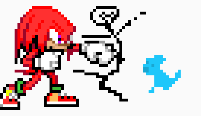 [000885] Knuckles the Echidna vs steve (meanwhile blue, the dog, is watching)