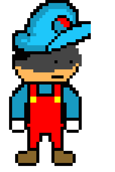 a poster appears on a wall that says: sprite competition who ever can draw this mario person better can use this sprite im using for whatever and edit it and stuff also another prize is free butter)