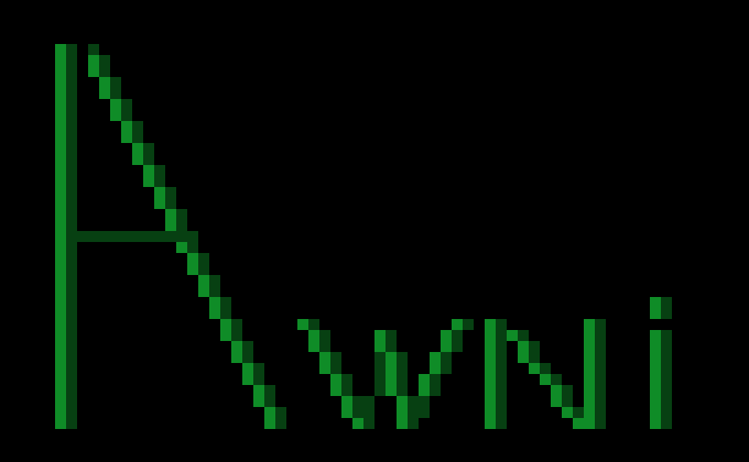 [be82ba] ... (A large monitor on the Terminal Displays the letters "AWNI".)