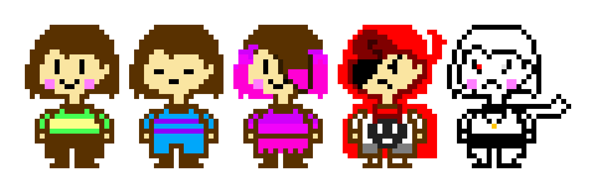 chara,frisk,betty,red and cross chara