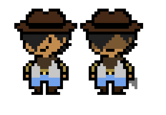[6c26bc] Undertale/Deltarune AU OC's: Lee "Mr. One-Eyed Quickshot" Wester V2 + Vengeance Route Sprite (in the style of Undertale/Undertale Yellow)