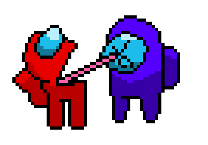 [7d77af] Red Impostor killing Blue crewmate (without blood)