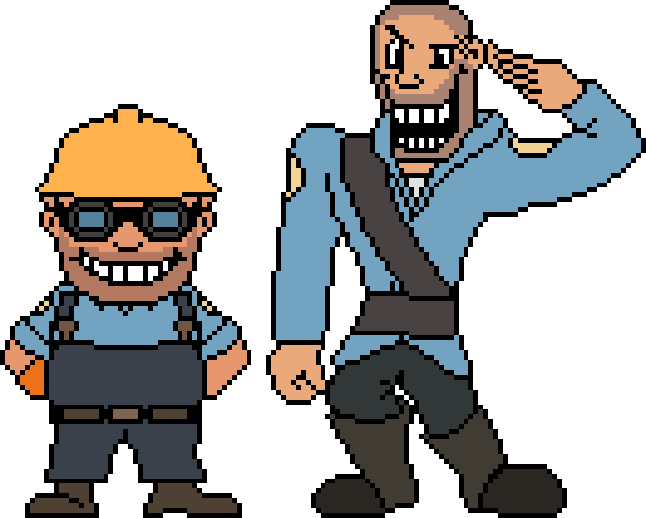 Overtime Dell The Engineer and Jane The Soldier Battle Sprites.