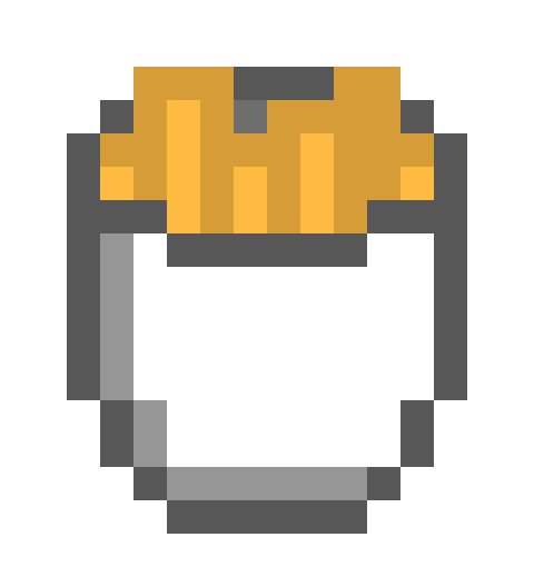 [0eb612] fries-filled red cardboard bucket