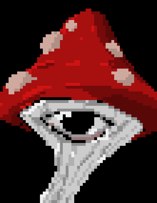 [e881fe] the mushroom man crawls up through the crack and lifts himself up grabing his stuff from the tunnel he went through to get here