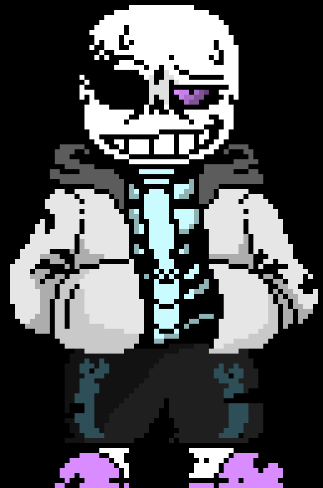 [7ee2f3] -Shard!Sans appears infront of Solunary, blocking the slashes with a Determination Knife-