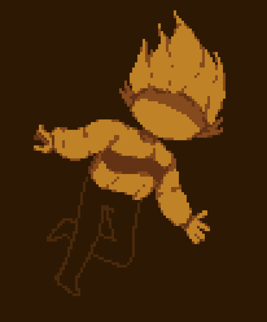 [35dc76] its hard to add super aura to more dynamic poses. chat what do you think of this sprite i made based off peppers cause i am geeking out over how good i did