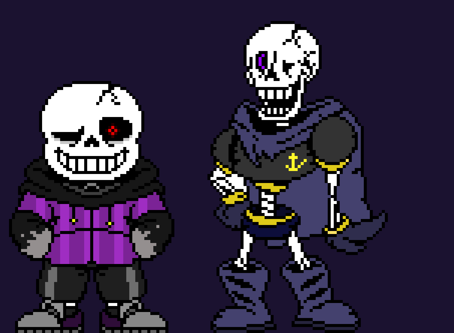 Dangertale Sans and Papyrus Official Battle Sprites (Psycholike BAD Time + But the earth refused.)
