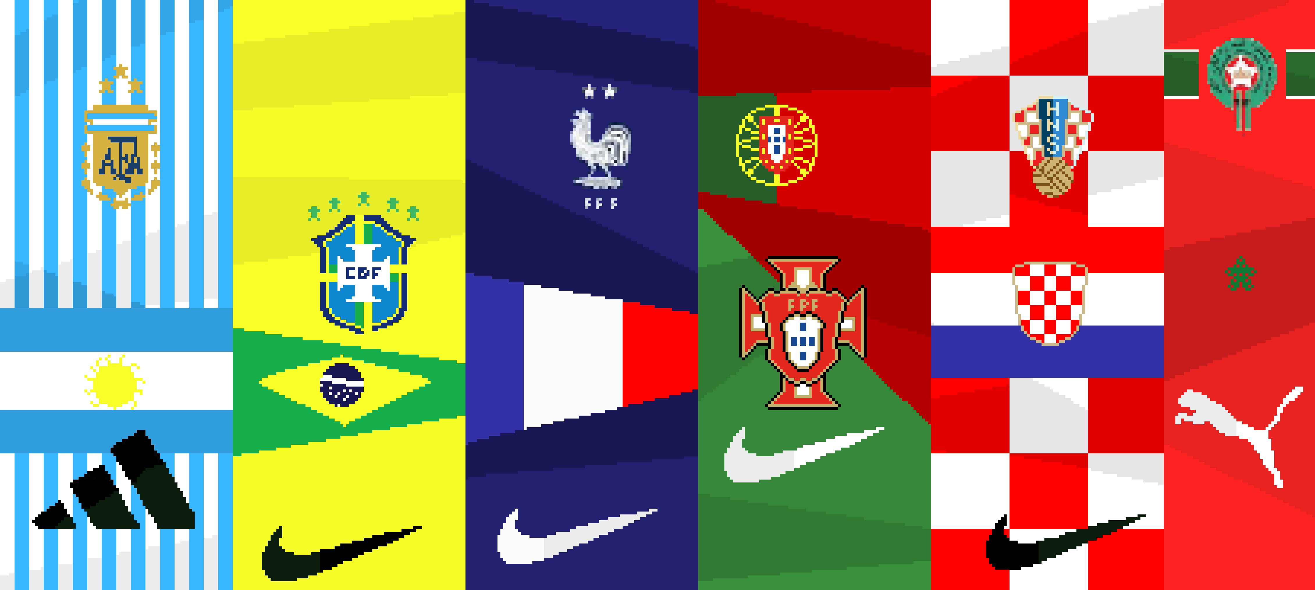[93d857] National Football Teams wallpaper (Argentina, Brazil, France, Portugal, Croatia, Morocco)