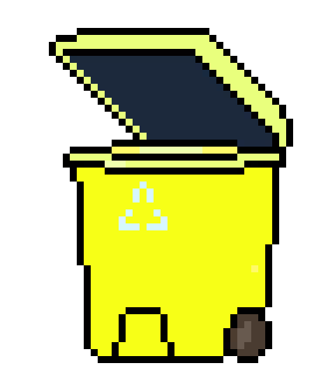 [a74605] yellow-trash-can
