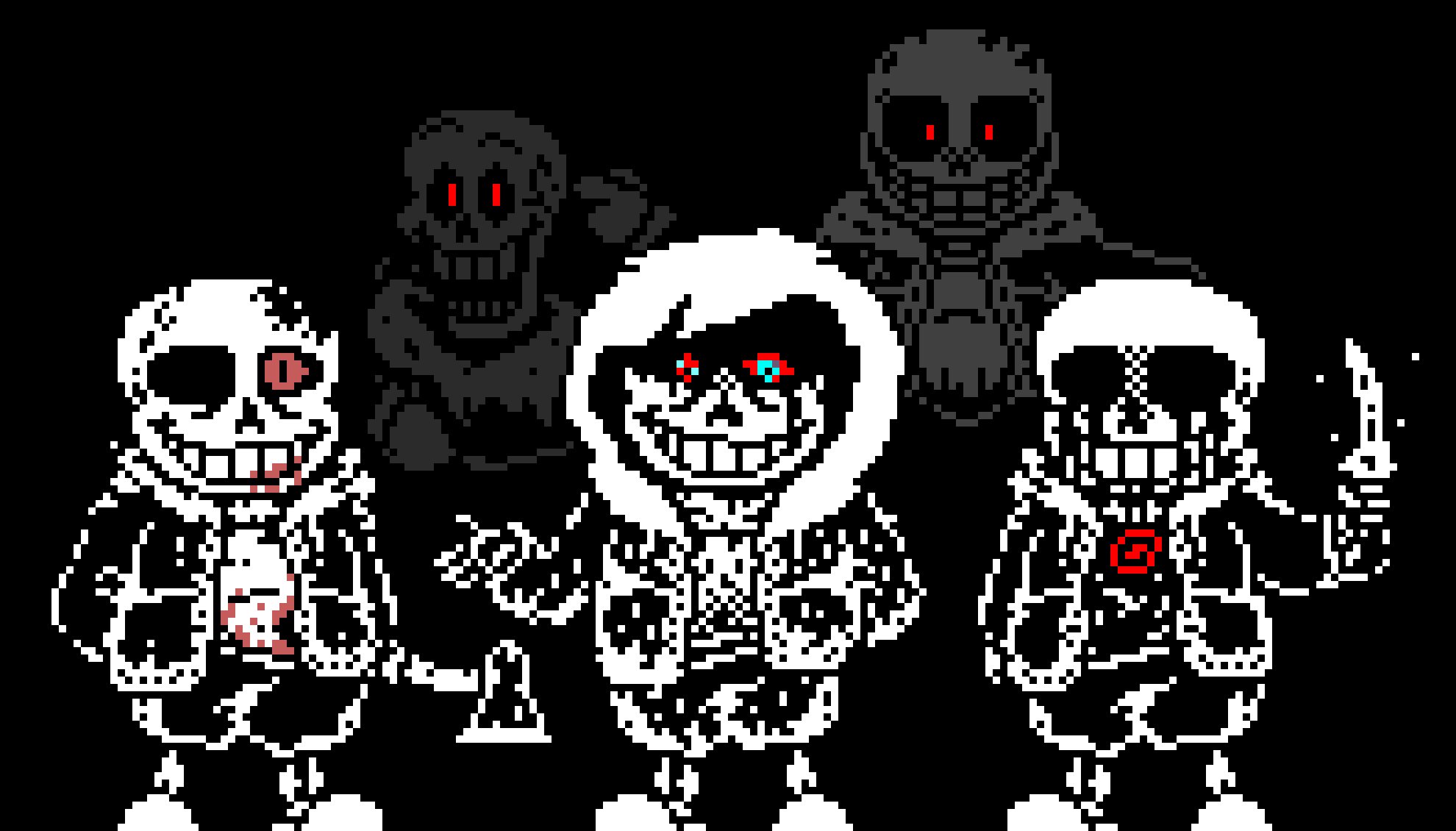 Murder Time Trio + Ghost Papyrus and Insanity Sans | There we go!... -Lewis