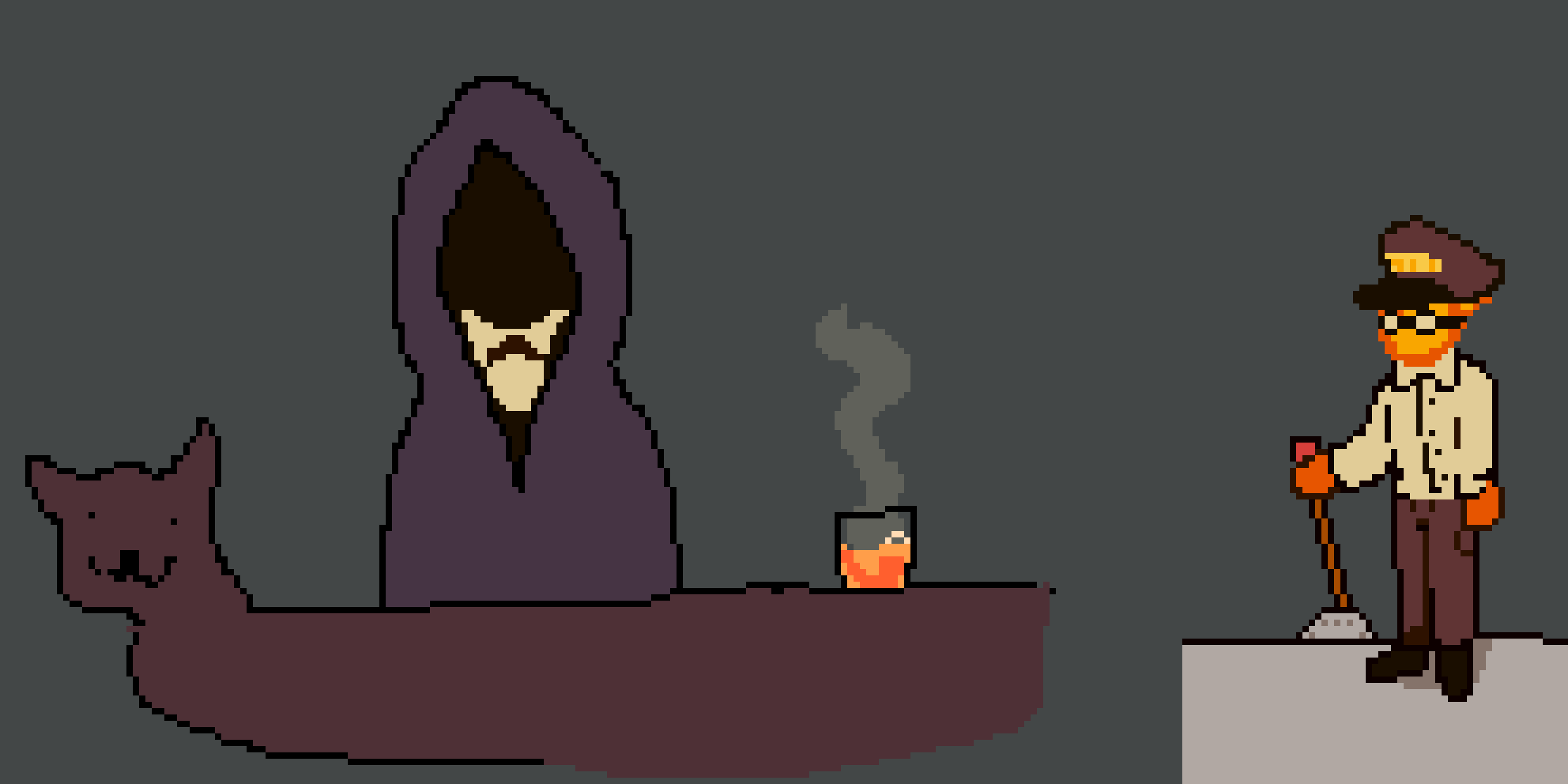 [6b7512] river vendor is kinda ass but train conductor grillby is a fire concept